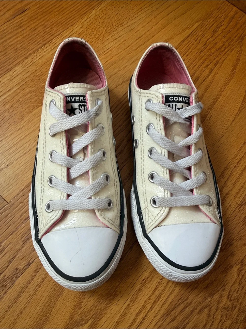 Converse Chuck Taylor All Star Iridescent Glitter Sneakers  Pale Yellow Youth 13